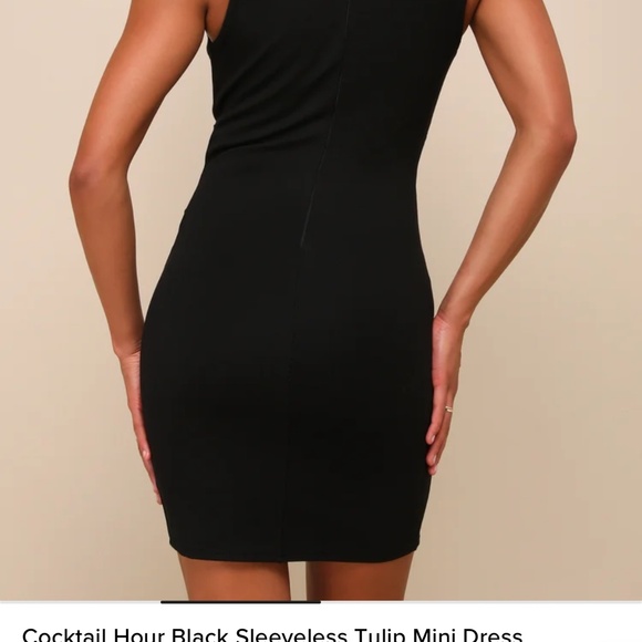 Cocktail hour black sleeveless tulip mini dress - Picture 2 of 7